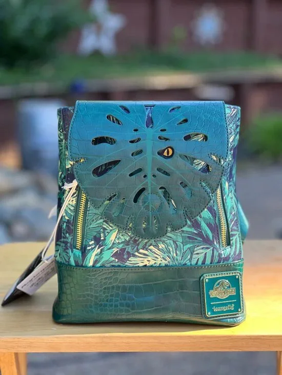 Loungefly Jurassic World Park Velociraptor Palm Frond Crossbody Backpack &Wallet - Picture 6 of 13